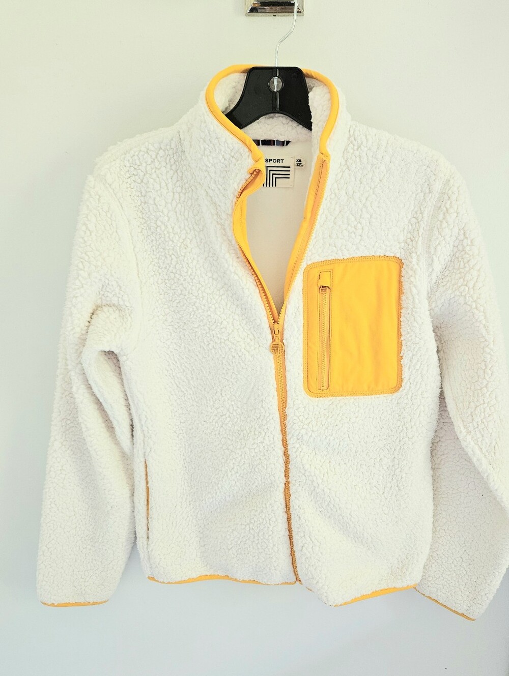 Tory Sport Sherpa Fleece White And Orange Zip Jacket By Tory Burch
